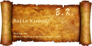 Balla Kincső névjegykártya